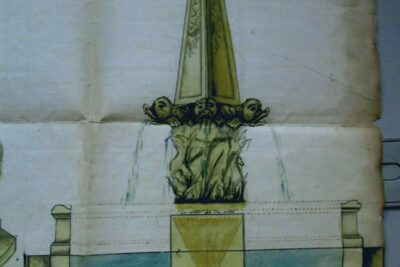 Fontaine du coq place du Géneral de Gaulle - dessin d'archive - Agrandir l'image 1 sur 6, fenêtre modale