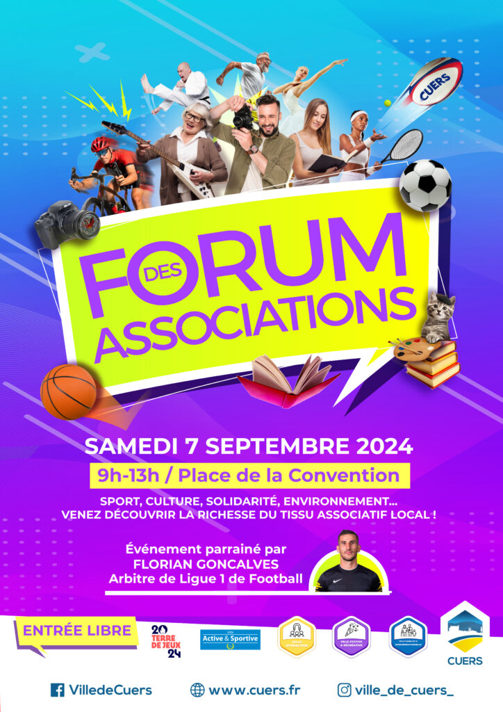 Forum des associations le samedi 7 septembre 2024 de 9h à 13h place de la convention à Cuers - Agrandir l'image, fenêtre modale